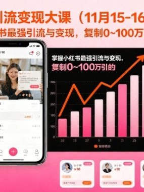 小红书引流变现大课（11月15-16日线下课），掌握小红书最强引流与变现，复制0~100万的引流路径