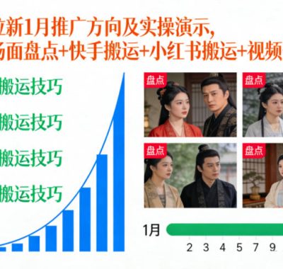 短剧拉新1月推广方向及实操演示，含名场面盘点+快手搬运+小红书搬运+视频号玩法