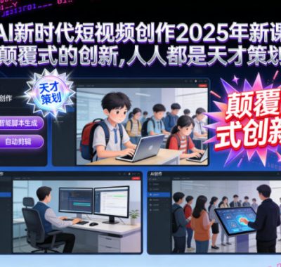 AI新时代短视频创作2025年新课，​颠覆式的创新，人人都是天才策划