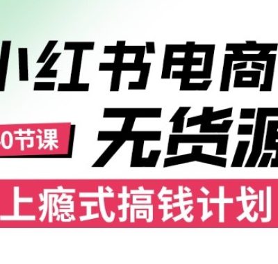 小红书无货源电商课程，上瘾式搞钱计划，不论月薪3k还是3W都应该学的賺钱技巧