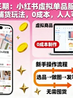 虚拟第三期:小红书虚拟单品服务玩法+细分铺货玩法,0成本,人人可操作