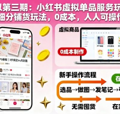 虚拟第三期:小红书虚拟单品服务玩法+细分铺货玩法,0成本,人人可操作