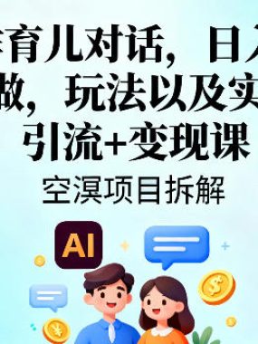 AI制作育儿对话，日入6张+，简单好做，玩法以及实操讲解，引流+变现课
