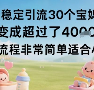 每天稳定引流30个宝妈粉当月变成超过了1W+项目流程非常简单适合小白