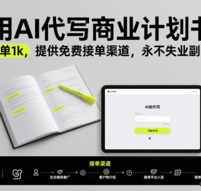 用AI代写商业计划书，一单1k，提供免费接单渠道，永不失业副业