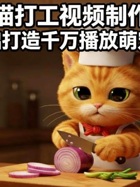 AI橘猫打工视频制作教学，流量狂飙，0基础打造千万播放萌宠账号