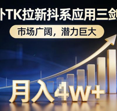 海外TK拉新抖系应用三剑客，市场广阔，潜力巨大，月入1w+