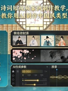 古诗词短视频案例制作教学，手把手教你用AI制作中国风类型短视频