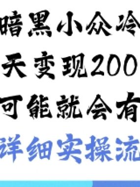 小红书暗黑小众冷门项目每天变现2张当天可能就会有收益