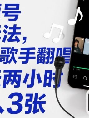 视频号新玩法，利用歌手翻唱，一天两小时，日入3张