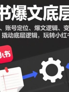 小红书爆文底层逻辑，涵盖平台规则、账号定位、爆文逻辑、变现路径，撬动底层逻辑，玩转小红书