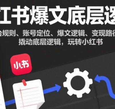 小红书爆文底层逻辑，涵盖平台规则、账号定位、爆文逻辑、变现路径，撬动底层逻辑，玩转小红书