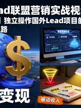 国外Lead联盟营销实战视频教程，从零基础到独立操作国外Lead项目的目标，开启海外淘金之路