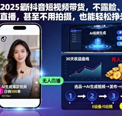 2025最新抖音短视频带货，不露脸、不直播，甚至不用拍摄，也能轻松挣米