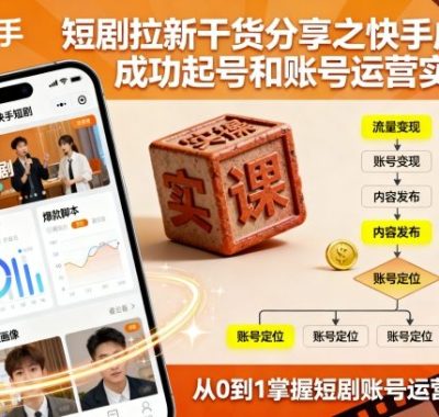 短剧拉新干货分享之快手成功起号和账号运营实操课