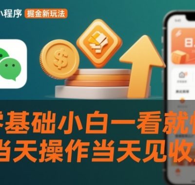 微信小程序掘金新玩法，日入几张，零基础小白一看就懂，当天操作当天见收益【揭秘】