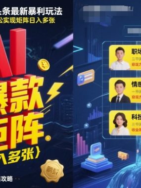 2025年AI今日头条最新暴利玩法，自动生成爆款，轻松实现矩阵日入多张