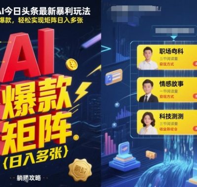 2025年AI今日头条最新暴利玩法，自动生成爆款，轻松实现矩阵日入多张