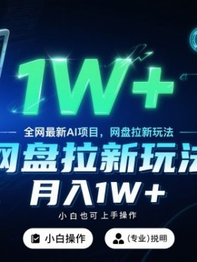 全网最新AI项目，网盘拉新玩法，小白也可上手操作，月入1W+【揭秘】