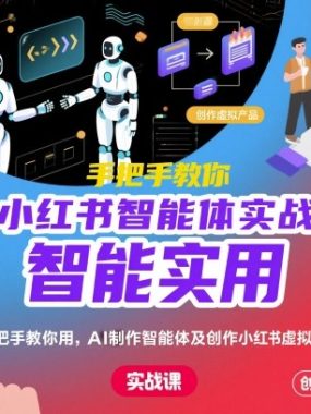 AI小红书智能体实战课，手把手教你用AI制作智能体及创作小红书虚拟产品，提效+内容商业化