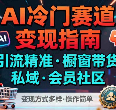 AI冷门赛道，引流精准，橱窗带货+私域+会员社区，变现方式多样，操作简单
