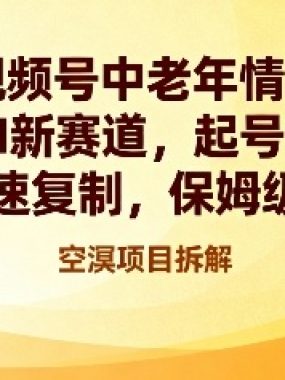 视频号中老年情感,AI新赛道，起号快，可快速复制，保姆级教程