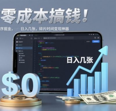 零成本搞钱，微信小程序掘金，简单易操作，日入几张，碎片时间变现神器【揭秘】