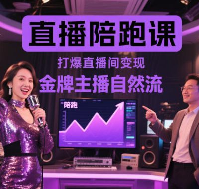 直播陪跑课，金牌主播自然流打爆直播间，复制高变现玩法