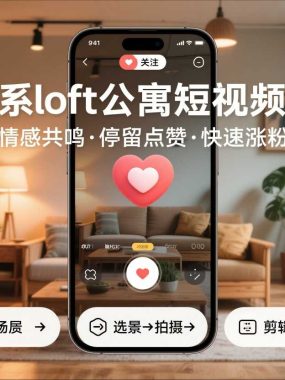 治愈系loft公寓短视频制作教学，情感共鸣引停留点赞关注，快速起号涨粉