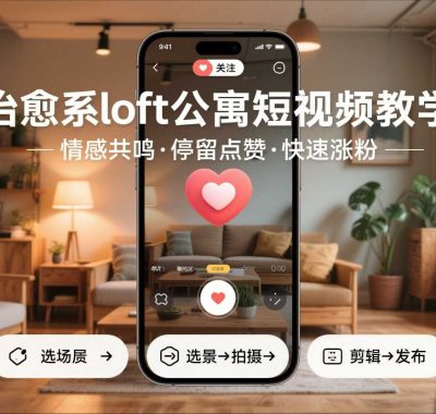 治愈系loft公寓短视频制作教学，情感共鸣引停留点赞关注，快速起号涨粉