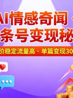 头条号做AI情感奇闻内容，单价稳定流量高，一篇变现3张