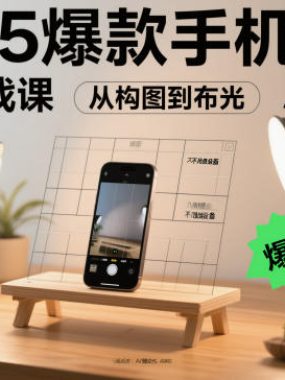 2025爆款手机静物摄影实战课，从构图到布光，不用贵设备，AI辅助出片