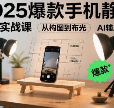 2025爆款手机静物摄影实战课，从构图到布光，不用贵设备，AI辅助出片