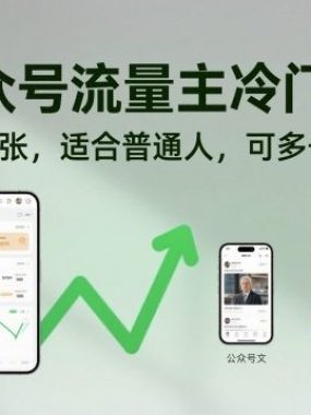 公众号流量主冷门赛道，日入5张，适合普通人，可多号操作