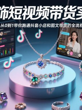 首饰短视频带货实战，从0到1带你跑通抖音小店和图文带货的全流程