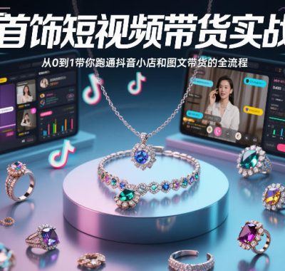 首饰短视频带货实战，从0到1带你跑通抖音小店和图文带货的全流程
