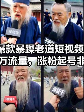 爆款暴躁老道短视频，实测百万流量，涨粉起号非常给力