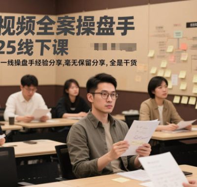 短视频全案操盘手2025线下课，全部实战一线操盘手经验分享，毫无保留分享，全是干货