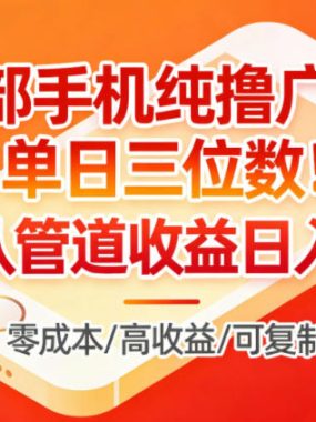 一部手机纯撸广告，单日三位数，做团队管道收益日入过1W