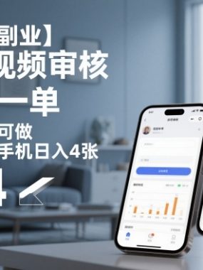 【0门槛副业】手机视频审核，20秒一单，随时随地可做，在家一部手机日入4张【揭秘】