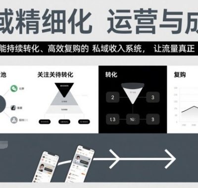 私域精细化运营与成交，构建一个能持续转化、高效复购的私域收入系统，让流量真正变为留量