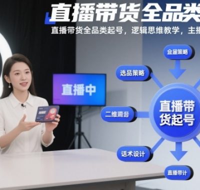 直播带货全品类起号，逻辑思维教学，主播+运营全流程