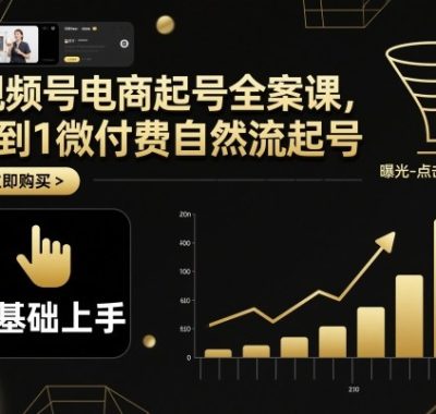 视频号电商起号全案课，0到1微付费自然流起号
