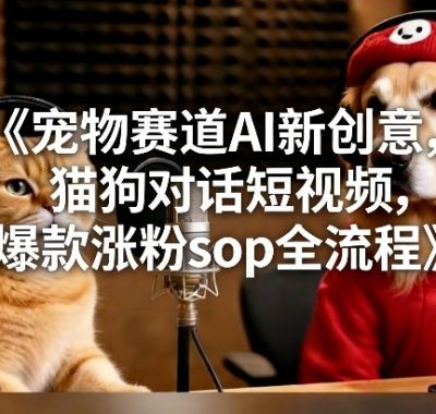 宠物赛道AI新创意，猫狗对话短视频，爆款涨粉sop全流程