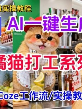Coze扣子工作流一键生成胖橘猫打工短视频，保姆级实操搭建教学