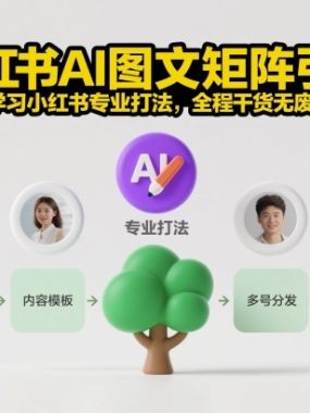 小红书AI图文矩阵引流，学习小红书专业打法，全程干货无废话
