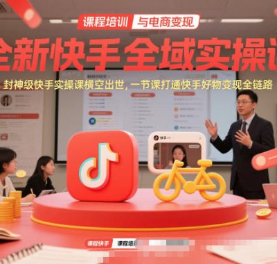 全新快手全域实操课，封神级快手实操课横空出世，一节课打通快手好物变现全链路