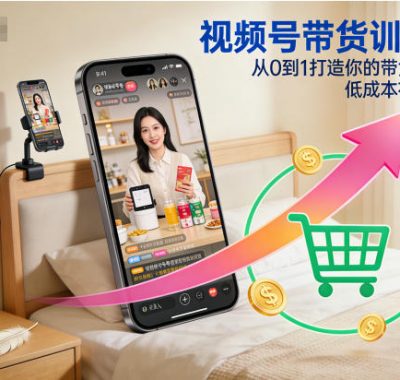 视频号带货训练营，从0到1打造你的带货变现路，低成本在家创业