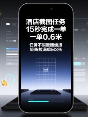 酒店截图任务，15秒完成一单，一单0.6米，任务不限量随便接，矩阵拉满单日3张【揭秘】