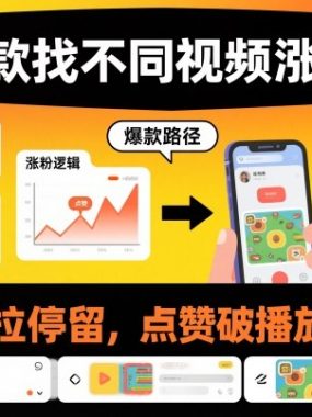 爆款找不同视频涨粉，让视频拉停留，实现点赞，破播放，涨粉